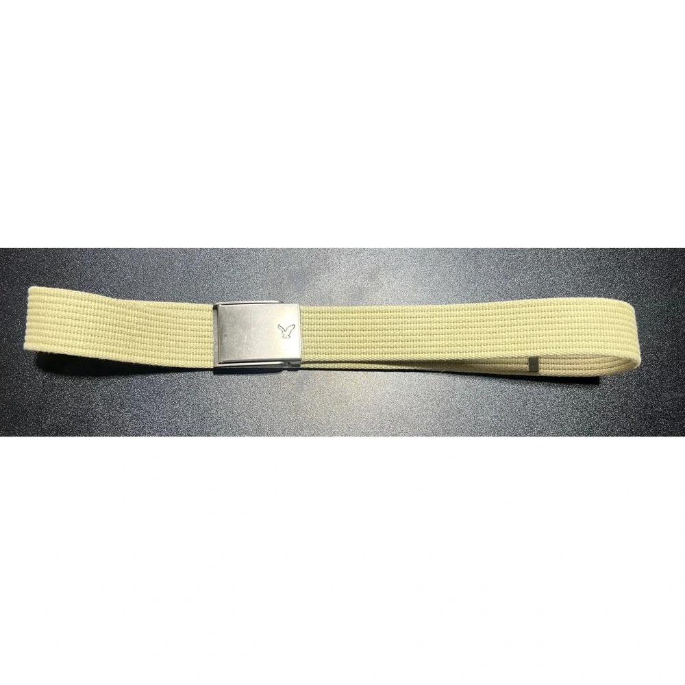 American Eagle Mens Khaki Canvas Web Belt Bottle Opener Buckle Tan Size S